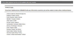 Illustration for article titled Over 30 Countries Konami Won't Take MGO Credit Cards From